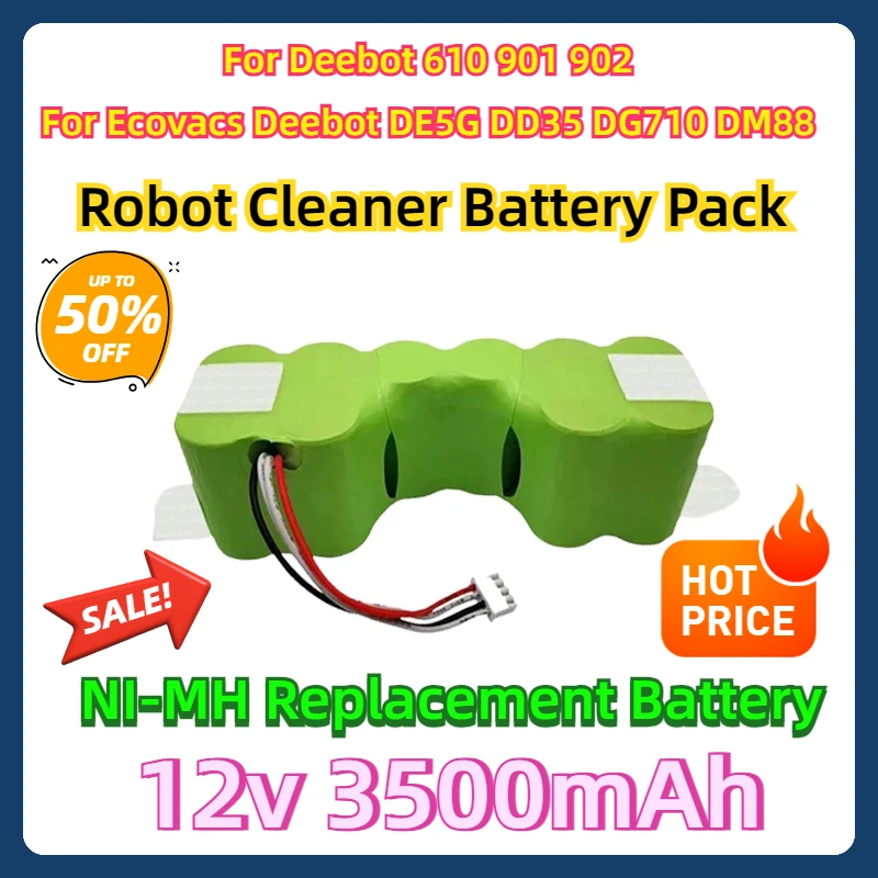 

For Deebot 610 901 902 Robot Cleaner Battery Pack New 12V DE55 NI-MH Battery Replacement for Ecovacs Deebot DE5G DD35 DG710 DM88