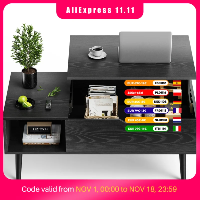 JHK Lift Top Coffee Tables For Living Room 39.37
