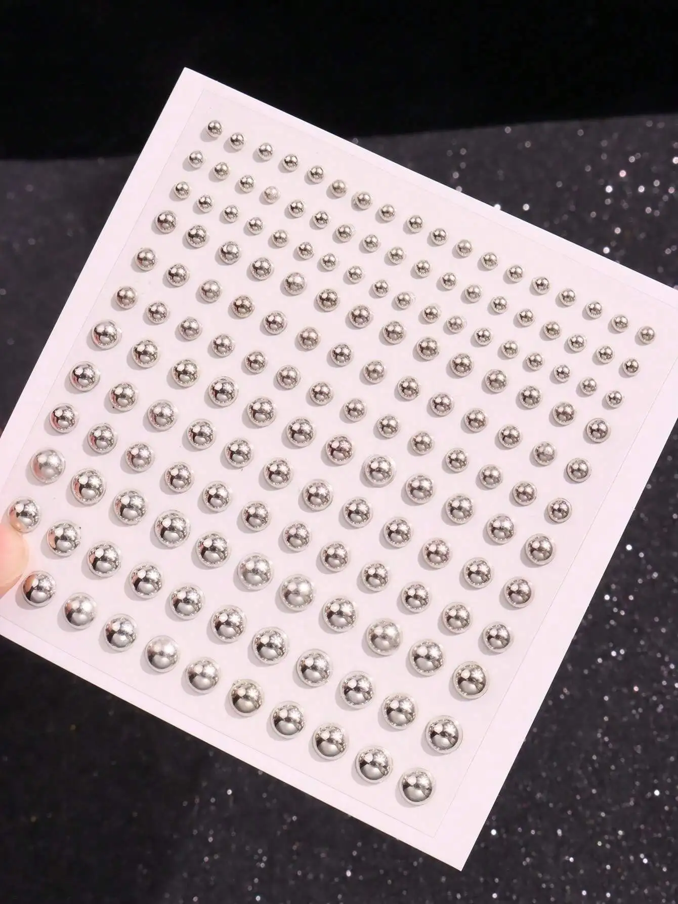 165pcs/Set 3-6mm Silver Plated Acrylic Fake Nose Rings Stickers, Fake Eyebrows Lip Rings, No Piercing Body Jewelry, Face view 4