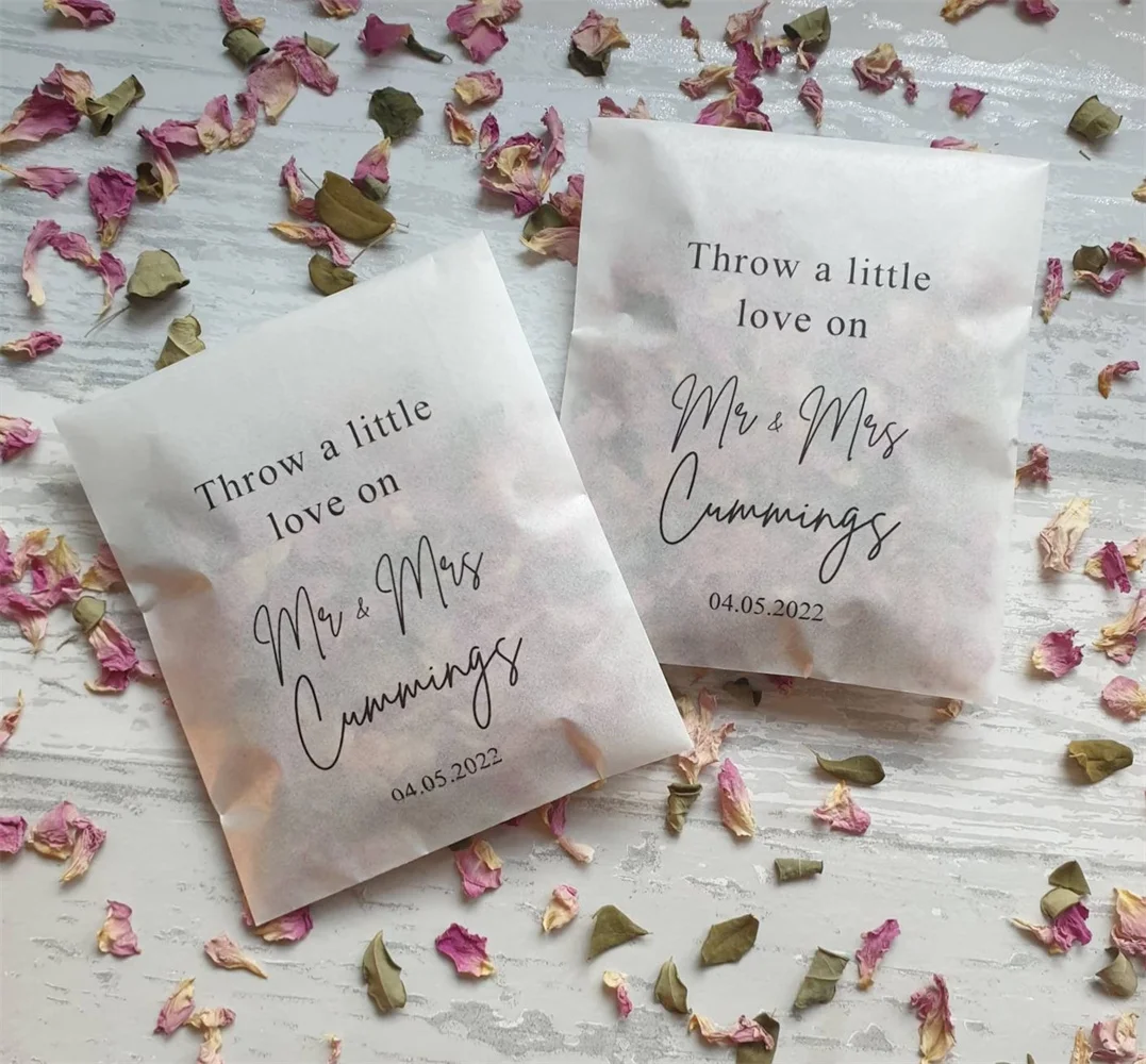 

25PCS Biodegradable Confetti. Personalised Printed Pre filled packets. Wedding confetti. Petal confetti. Confetti Packets. Confe