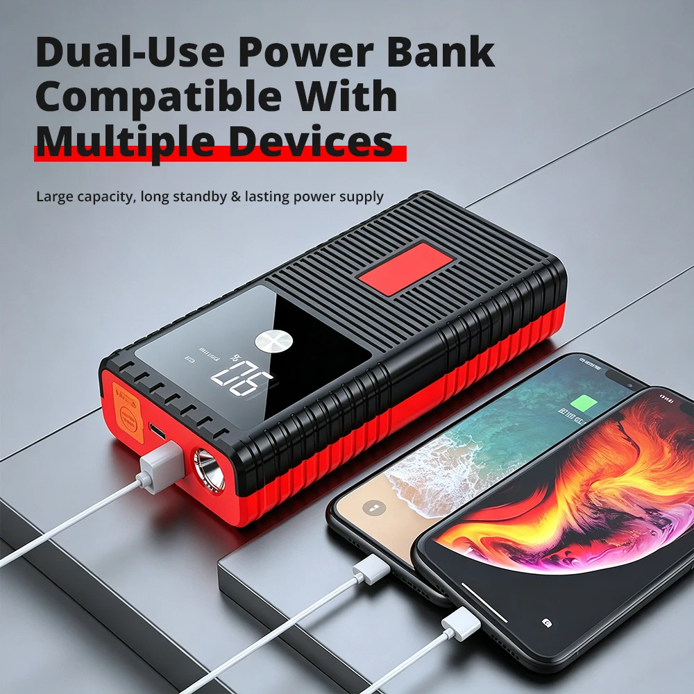 Car Jump Starter Power Bank Car Battery Starter 800A 12V Auto Starting Device with LED Light For Auto Battery Booster Buster