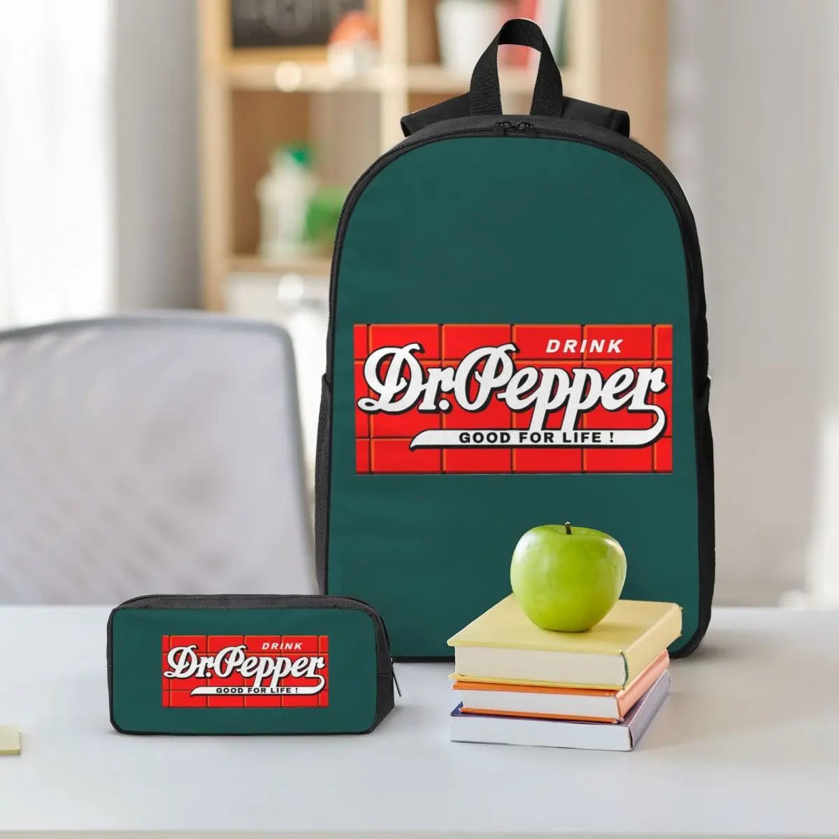 Dr Pepper Good For Life Backpack Student BookBag School Bag Shoulder Bags 3ps Insulated Lunch Bag Pencil Case