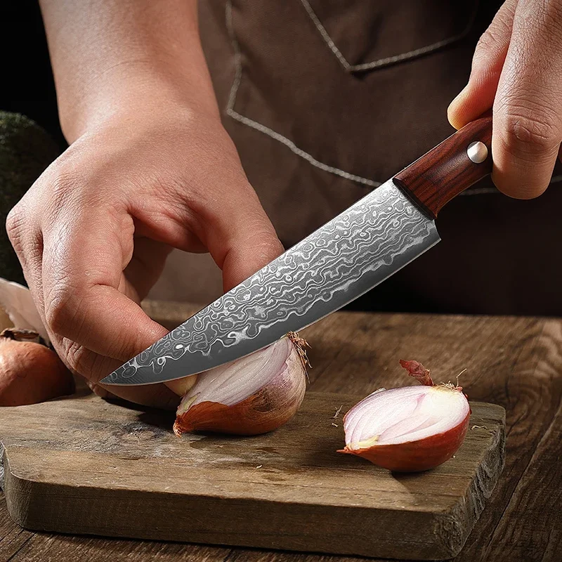 Paring Knife 5.5 inch Damascus VG-10 Steel Core, Ultra-Sharp Damascus Utility Knife Steak Knife, Full Tang Pro Peeling Knife