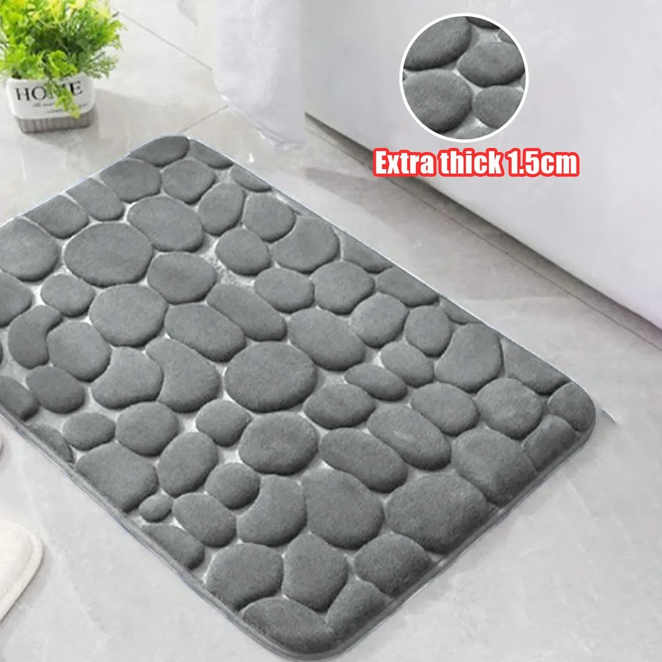 Hot Non Slip Bathroom Mat Cobblestone Embossed Bath Mats Absorbent Doormat Carpet Door Floor Mats Machine Washable Quick Drying