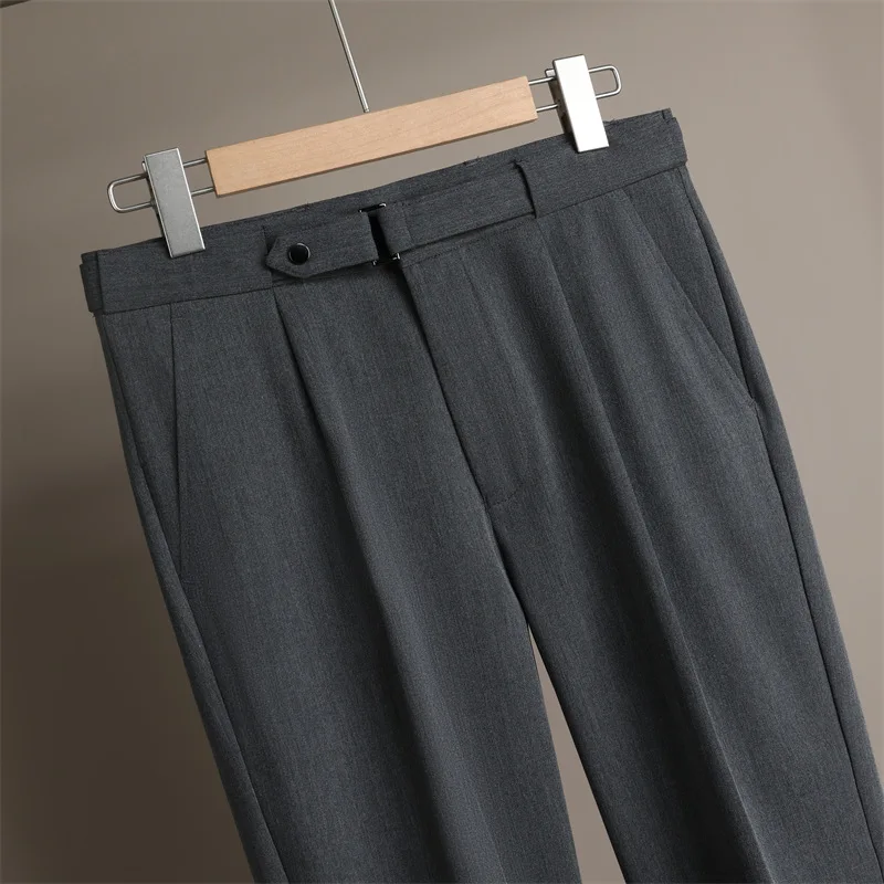 

KIDWHXR мужские брюки весенняя мода тонкие однотонные универсальные мужские прямые брюки дышащие деловые повседневные мужские костюмные брюки