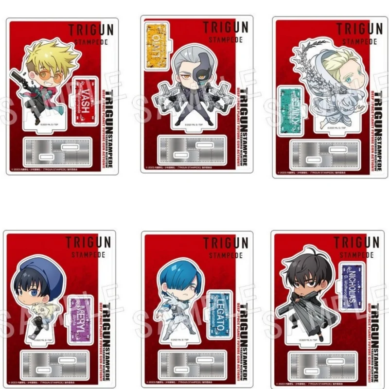 Venta caliente Anime Trigun Stampede placa decoración de escritorio Nicholas D. Wolfwood ornamento Vash The Stampede acrílico modelo de pie regalos
