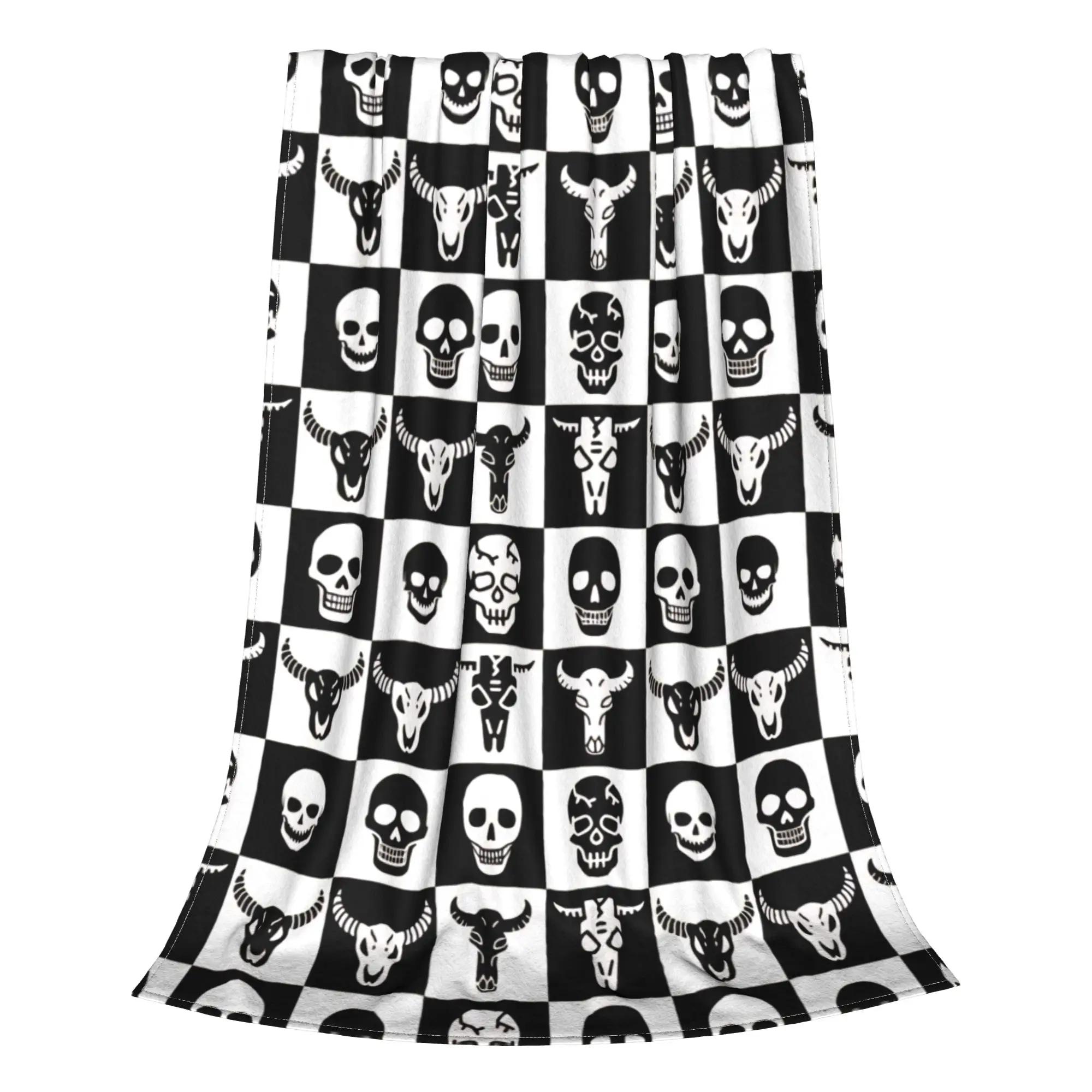 1PC Home Cute Room Decor Seamless Skull Pattern  Cute and Spooky Blanket Throw Blanket Skull Novelty Warm Blanket All Season