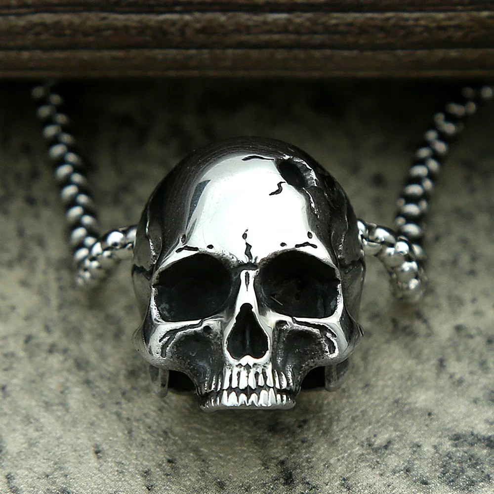 Small Size Simple Fashion Skull Necklace Stainless Steel Biker Mens Pendants Unique Punk Vintage Jewelry Gifts Dropshipping