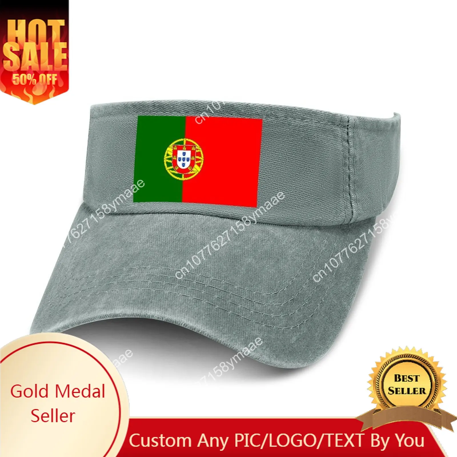 

Portugal Flag Sun Visor Leaky Top Cowboy Hats Mens Womens Customize DIY Cap Sports Baseball Tennis Golf Caps Empty Open Top Hat