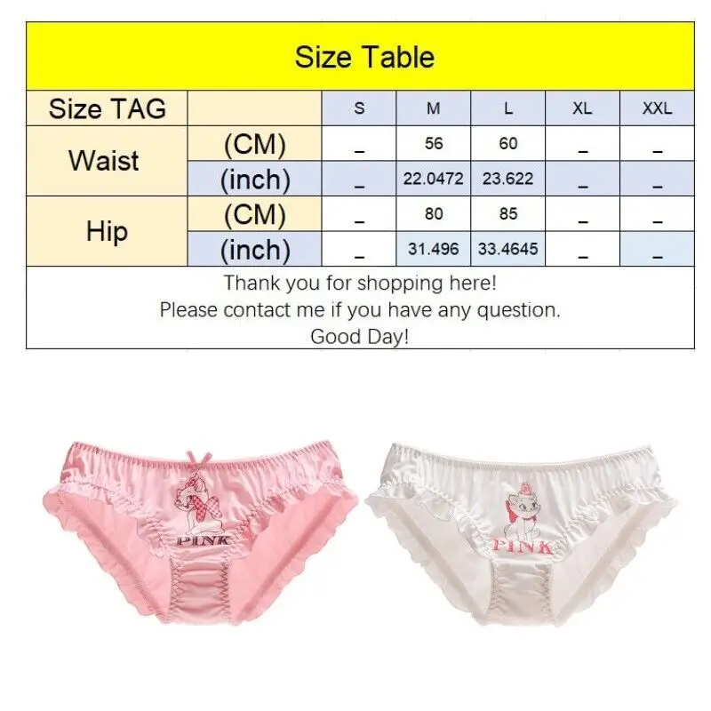 Womens Cat Panties White Underwear Cute Knickers Ruffle Pink Soft Hipsters Lingerie Intimates