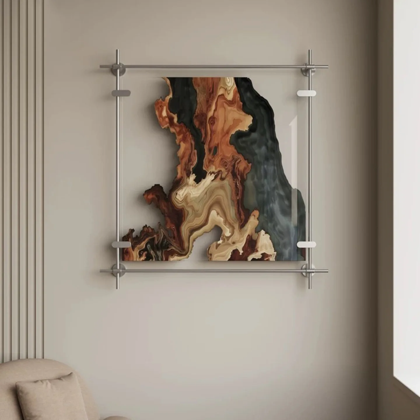 Acrylic installation painting metal rod sofa background wall entrance restaurant bedroom hanging painting catering shop