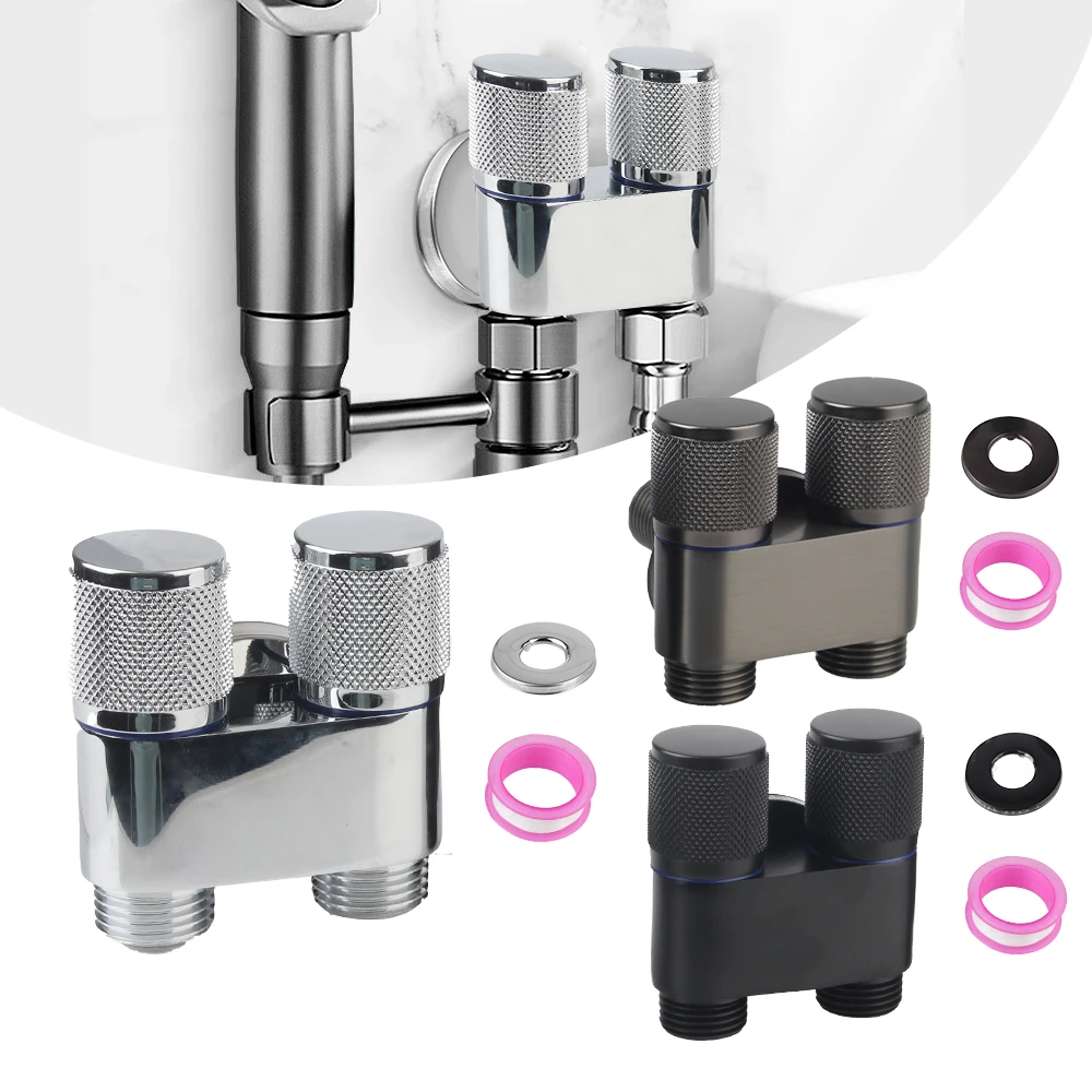 Sprayer Faucet Accessory G1/2 Out Double Control Washing Machine Faucet For Bathroom Toilet Bidet 1 In Two Toilet Triangle Valve