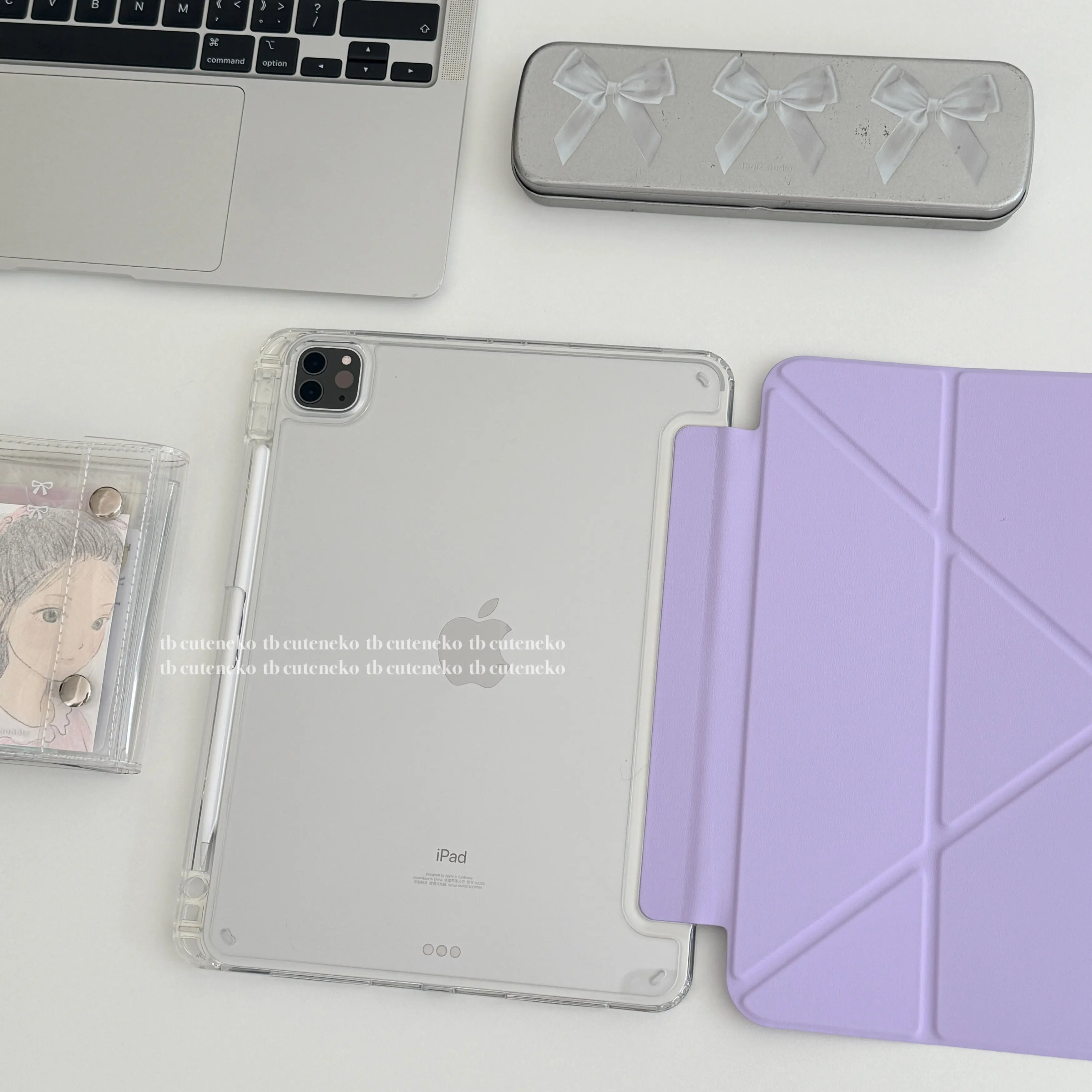 Minimalist Korean Ins Pink Design Tablet Case For iPad Case iPad 10 9 8 7 Air 5 4 3 2 Pro 2025 11 Mini Y-Fold Tri Fold Cover