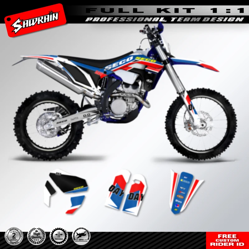 Sawrain Custom Graphics Decals Kit For SHERCO SE SEF 250 300 SE250 SE300 2017 2018 2019 2020 2021 2022 2023 Red Blue