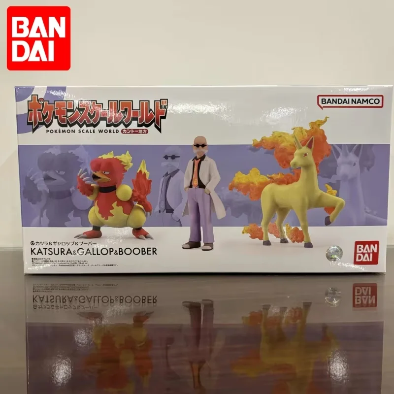 In Stock Bandai Original Scale World POKEMON Kanto Region Blaine Rapidash Magmar Anime Figures Model Toys Gift