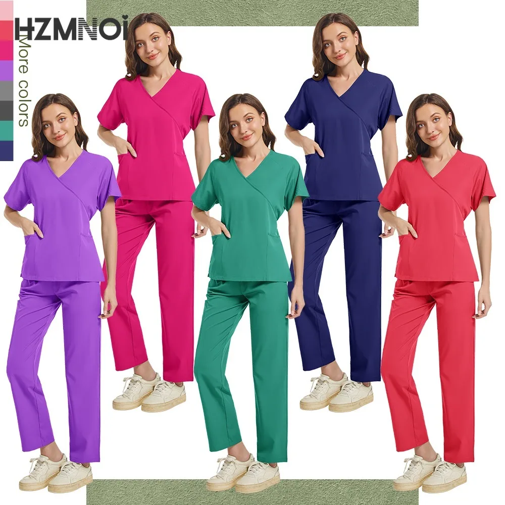 

Nurse Scrubs New Fashion Medical Scrub Soft Breathable Jogger Pants Set Surgical Uniforms Woman Nursing Clinical Doctor Workwear