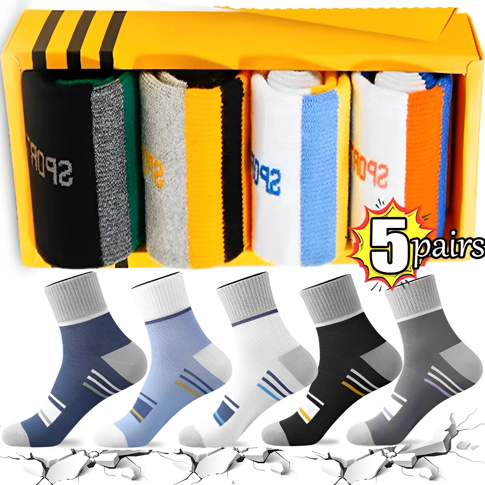 Men\'s Pure Cotton Socks Spring Striped Casual Socks Men\'s Anti-odor Antibacterial Business Socks High Quality Sports Long Socks