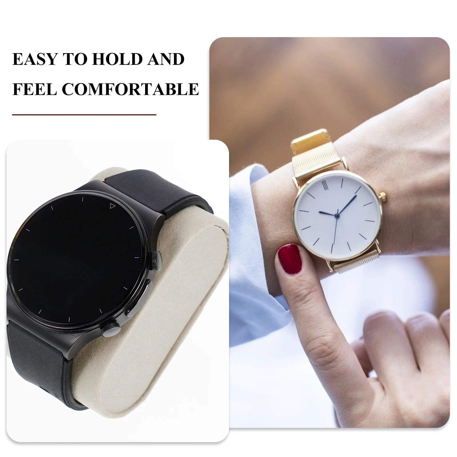 6 قطعة كيس وسادة عرض لساعة اليد والمجوهرات وسادة صغيرة مقاومة للماء رمادي الإسورة سلسلة يعرض سوار