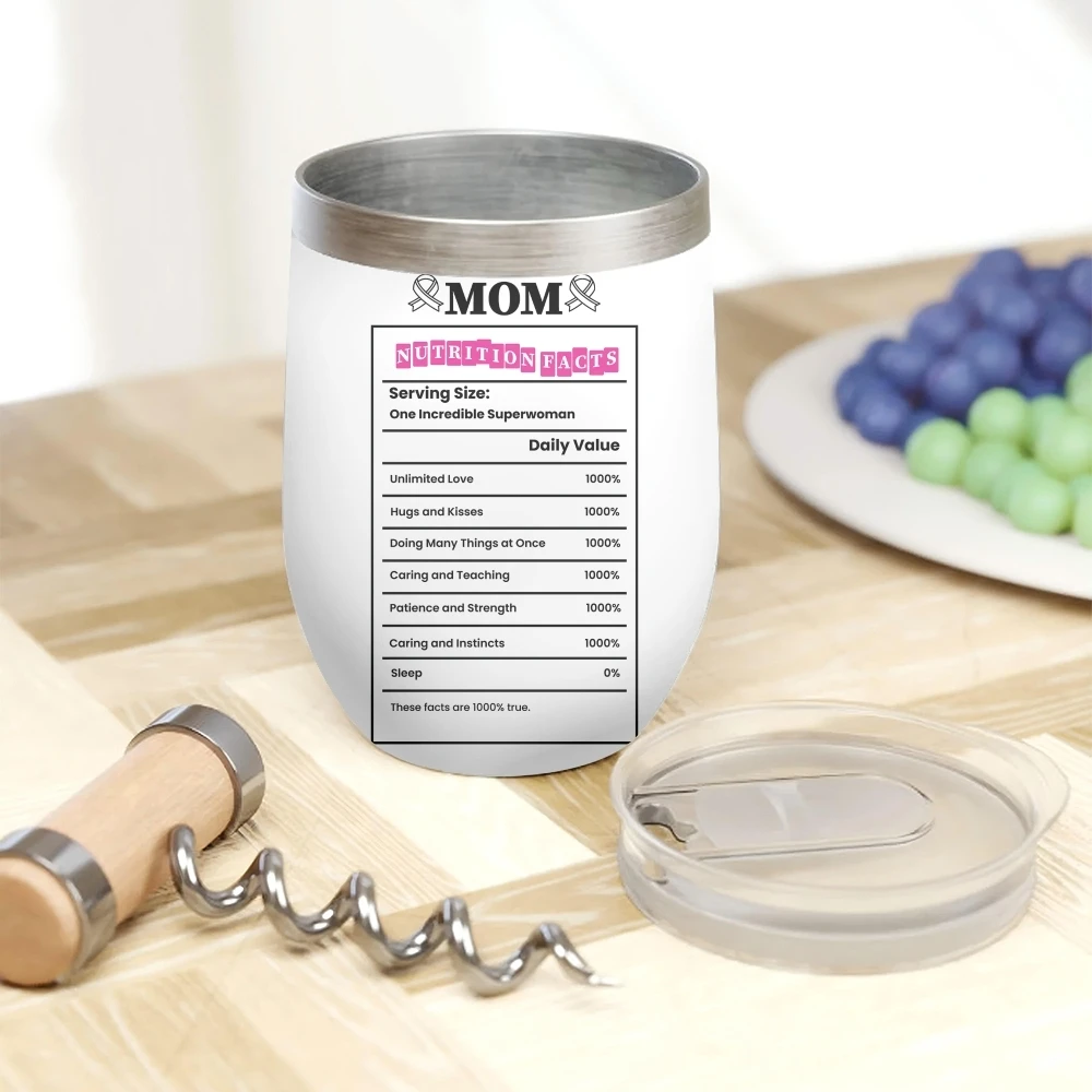 Mom Nutrition Facts Vacuum Flasks 12oz Insulated Wine Tumbler Vacuum Coffee Mug Egg Shape Thermos Cup