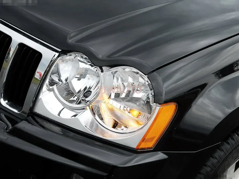 ل جيب جراند شيروكي 2007 2008 2009 2010 غطاء المصباح سيارة كشافات عدسة الزجاج استبدال الجبهة عاكس الضوء السيارات قذيفة #2