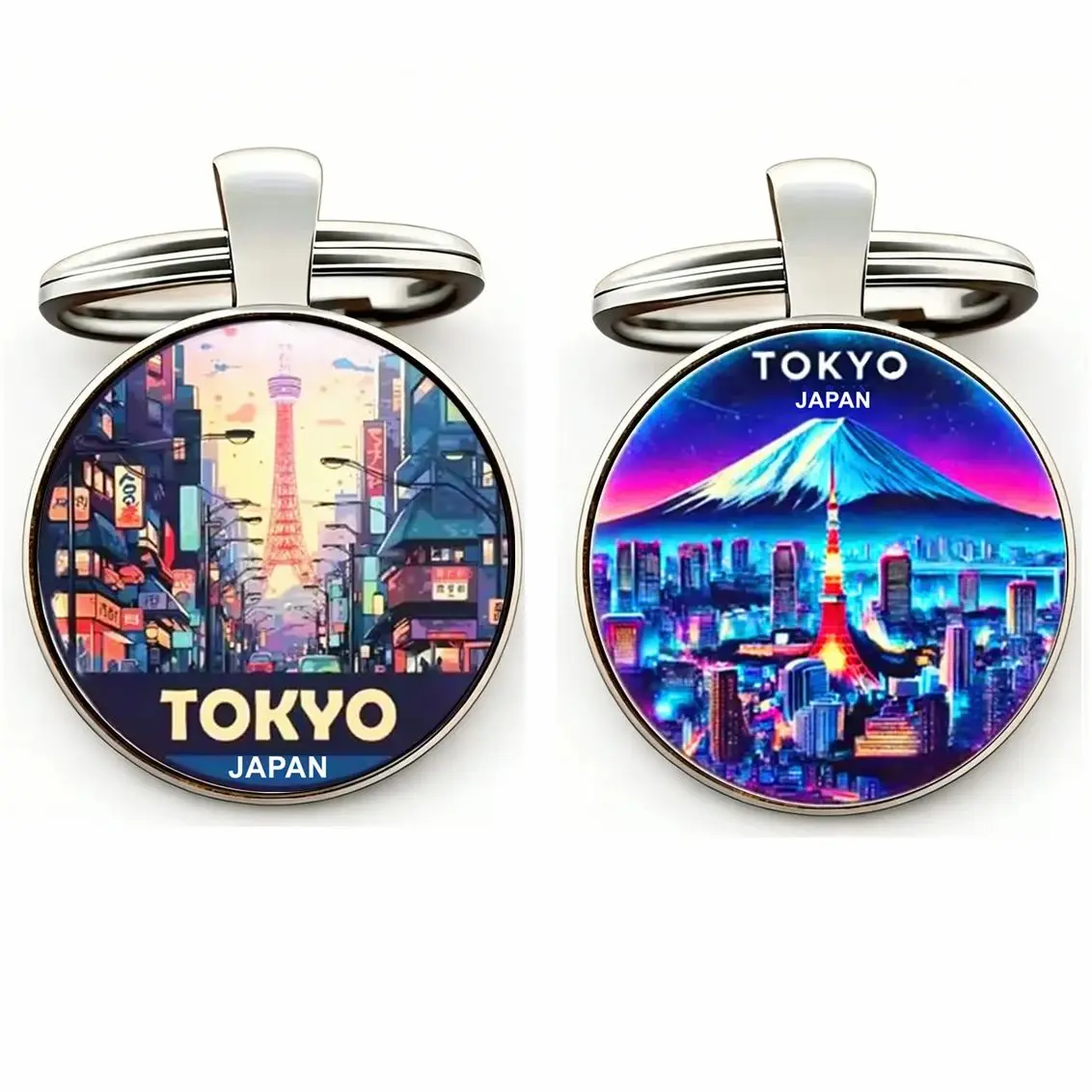 1 ud. Llavero de Tokio con Torre del Monte Fuji, Llavero de Metal y Cristal de Anime, Souvenir de Viaje de Japón para Accesorios de Bolsos y Colgante de Coche