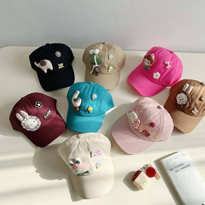 الربيع/الخريف نمط الاطفال الكرتون قبعة بيسبول للفتيات ثلاثية الأبعاد شخصية منقار البط قبعة للأطفال قبعة الحماية من الشمس لجميع الفصول #5