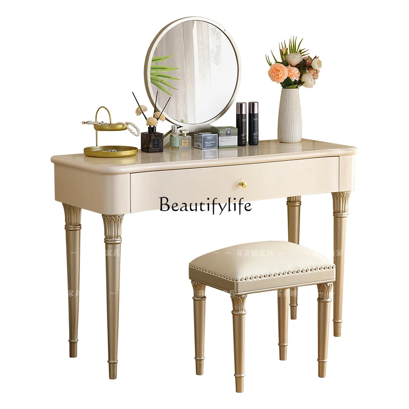 

**Modern minimalist master bedroom dresser light luxury solid wood makeup table multi-functional table high sense