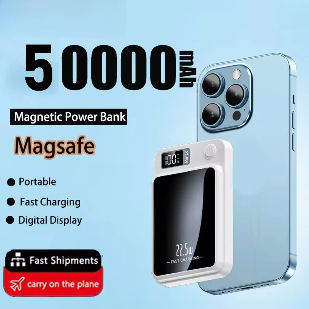 

Brand 50000mAh 22.5W Wireless Magnetic Power Bank Fast Charging Portable External Battery Power Bank Magsafe for IPhone Xiaomi