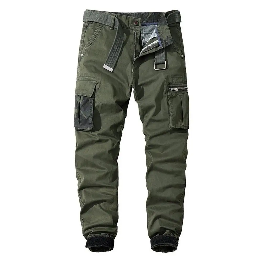 Plus maat 30-40 heren cargobroek lente herfst casual multi-pocket katoen slanke rechte elastische lange outdoor joggers