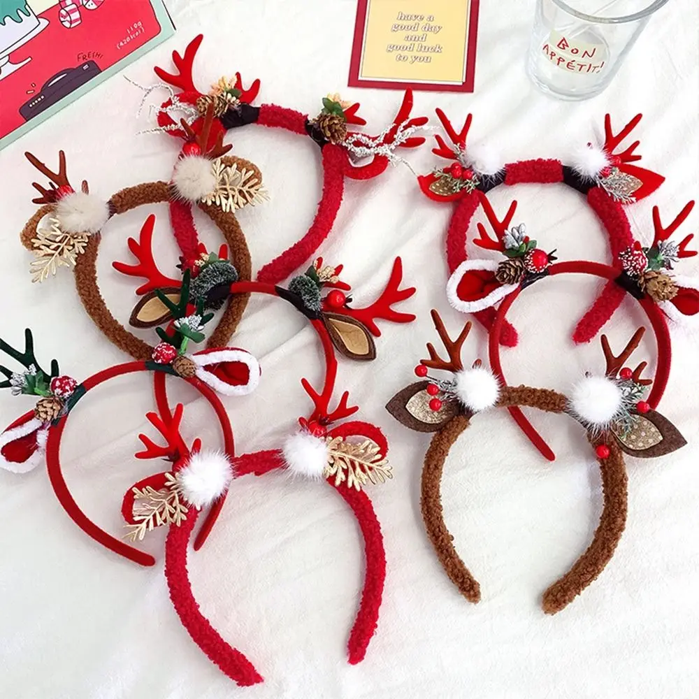 Cute Christmas Decoration Christmas Headband Elf Reindeer Antlers Headband Santa Party Dress Up Deer Horn Hair Band Girl