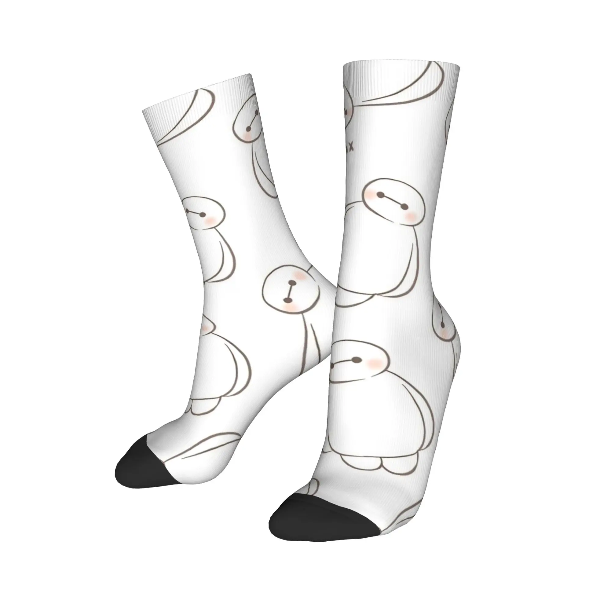 

Harajuku Big Hero 6 Baymax Basketball Socks Polyester Crew Socks for Unisex Sweat Absorbing