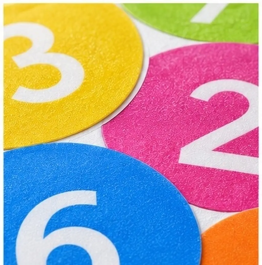 6Pcs Big Number Stickers for Floor Self Adhesive Consecutive Number Spot Markers Classroom Line Up Numbers Preschool Teaching