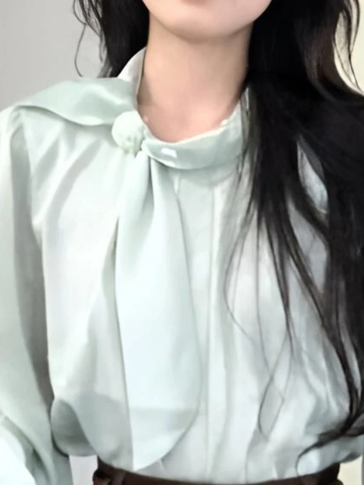 Korean Fashion Elegant 2 Piece Set Women Slim Long Sleeve Lace-Up Shirt+ High Waist Belt A-Line Skirt French Casual Solid Outfit