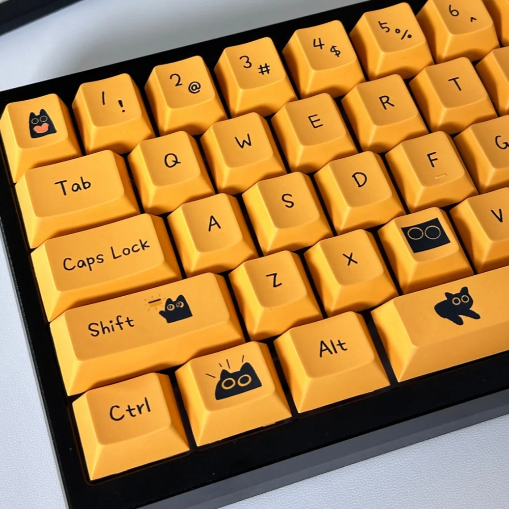 Little Black Cat Cherry Keycap PBT Personalized 126 Keys for 60/64/84/98/108 Gaming Mechanical Keyboard MX Switch