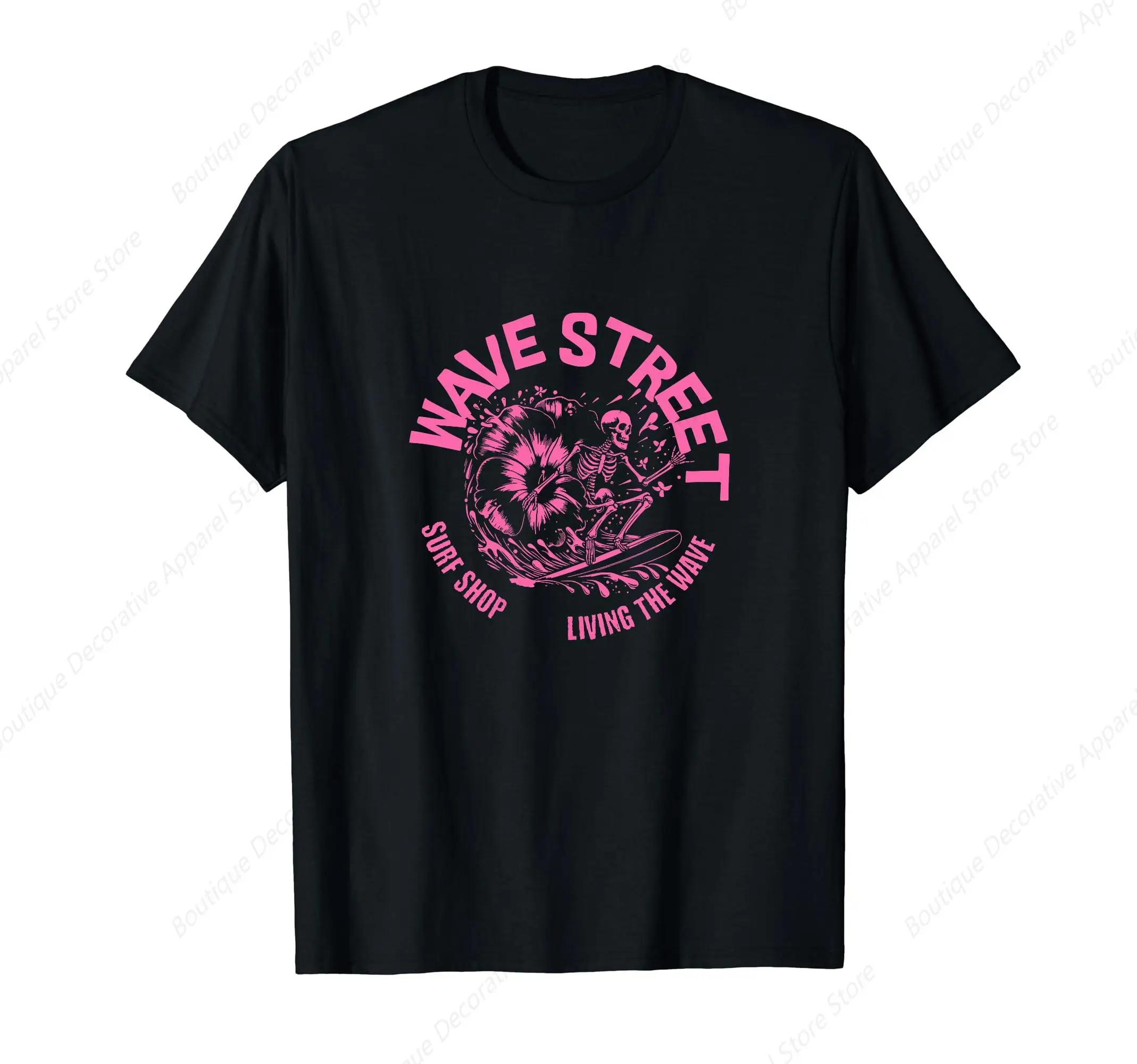 Wave Street Skeleton Surfer Vibes Beach Surfing T-Shirt