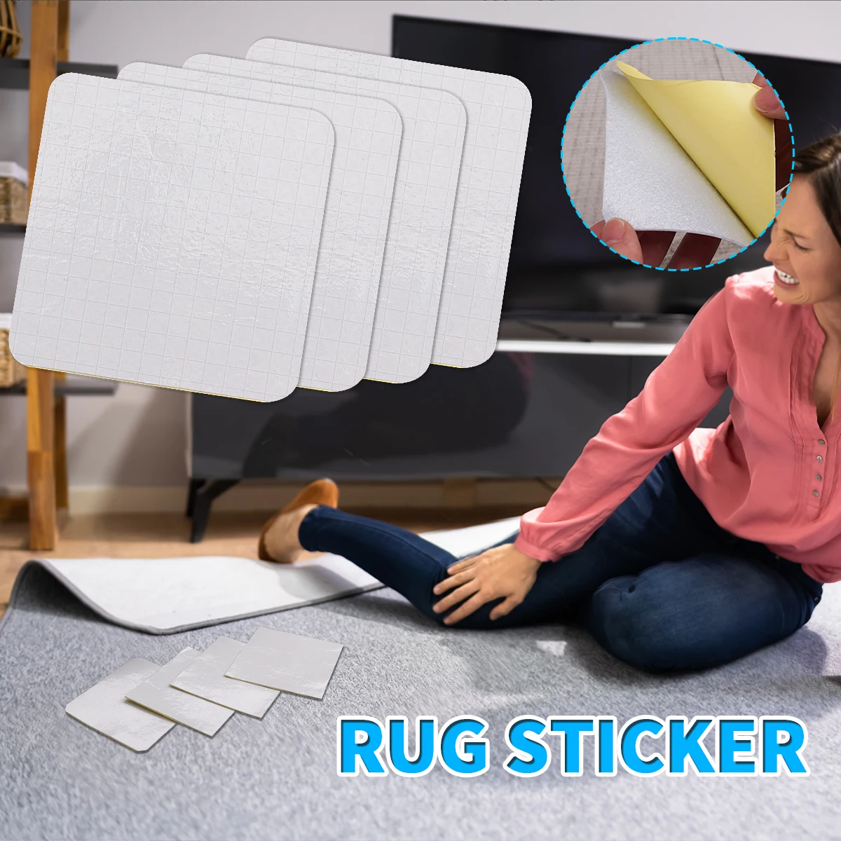 4/8Pcs Non-Slip Rug Gripper Tape Washable Carpet Pad for Hardwood Floors Reusable Fixed Sticker for Bathroom
