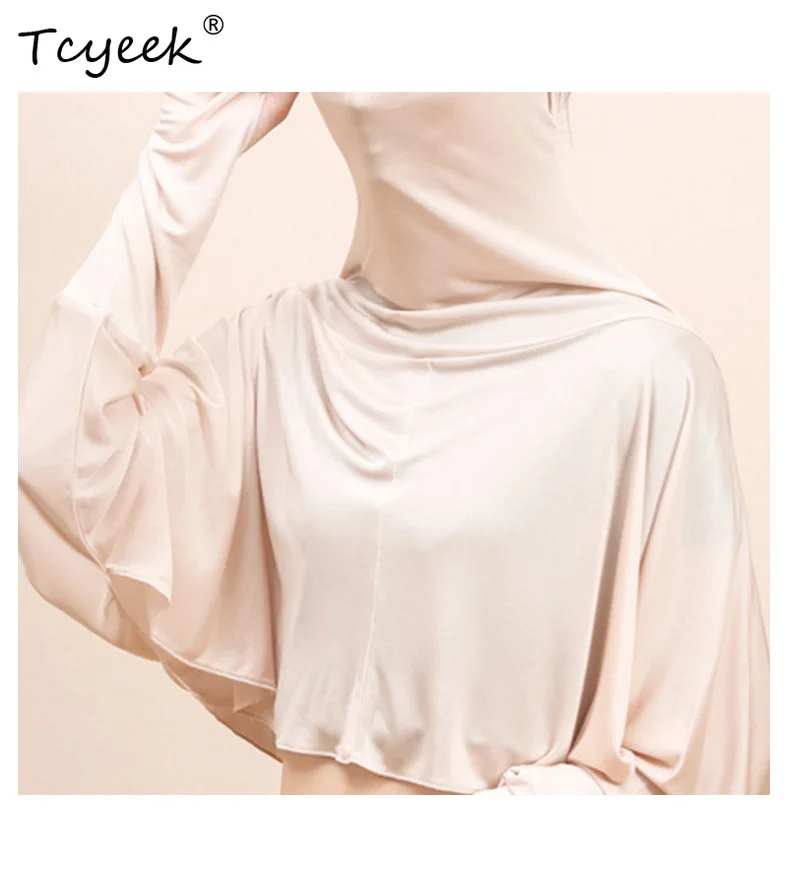 Tcyeek 30% vêtements de Protection solaire en tricot de soie pour femmes, conduite d'été à manches longues, cape de Protection faciale résistante aux UV A43862QM
