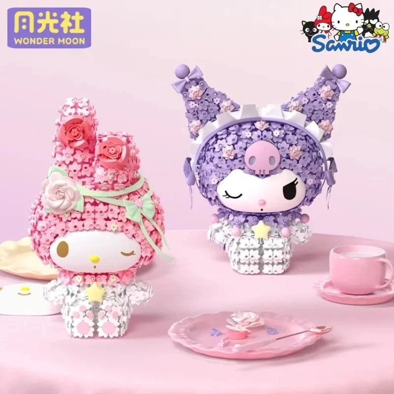 

Sanrio assembled building blocks Kuromi My Melody flower cluster toy animation model Kawaii desktop ornaments holiday gifts