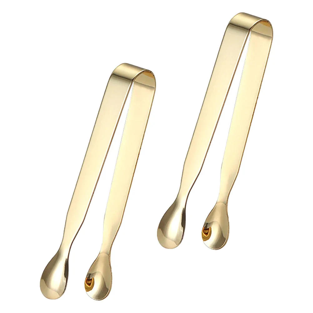 

2Pcs Stainless Steel Tea Tongs Mini Sugar Cube Clips Ice Tongs for Coffee Serving Fruit Party Afternoon Tea