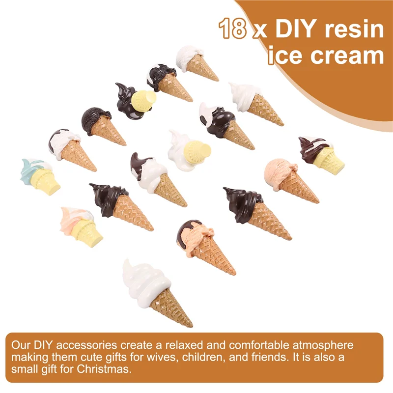 -A25M الكرتون الآيس كريم لطيف الملحقات تصميم DIY لطيف محاكاة مخروط 3D اللون الكرتون الملحقات