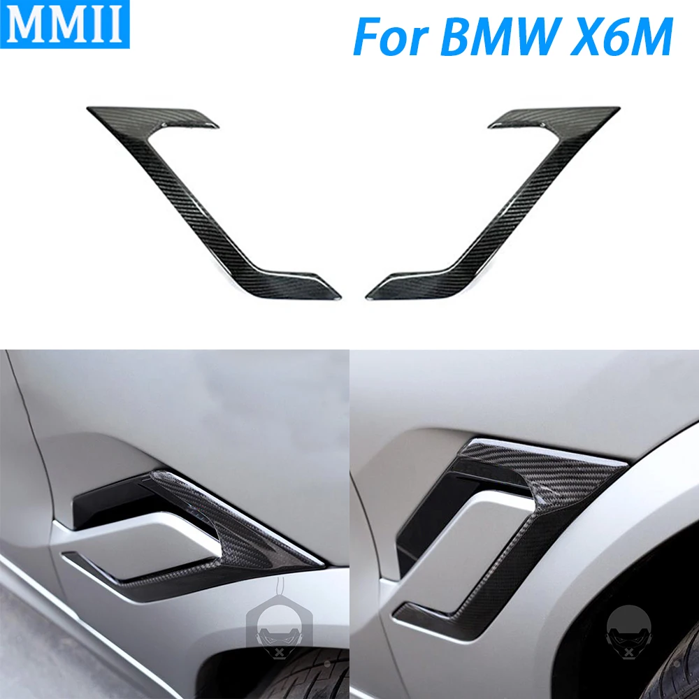 

For BMW X6M F96 2020+ Real Dry Carbon Fiber Side Fender Air Vent Flow Cover Decorative Car Decoration Retrofitting Accessories