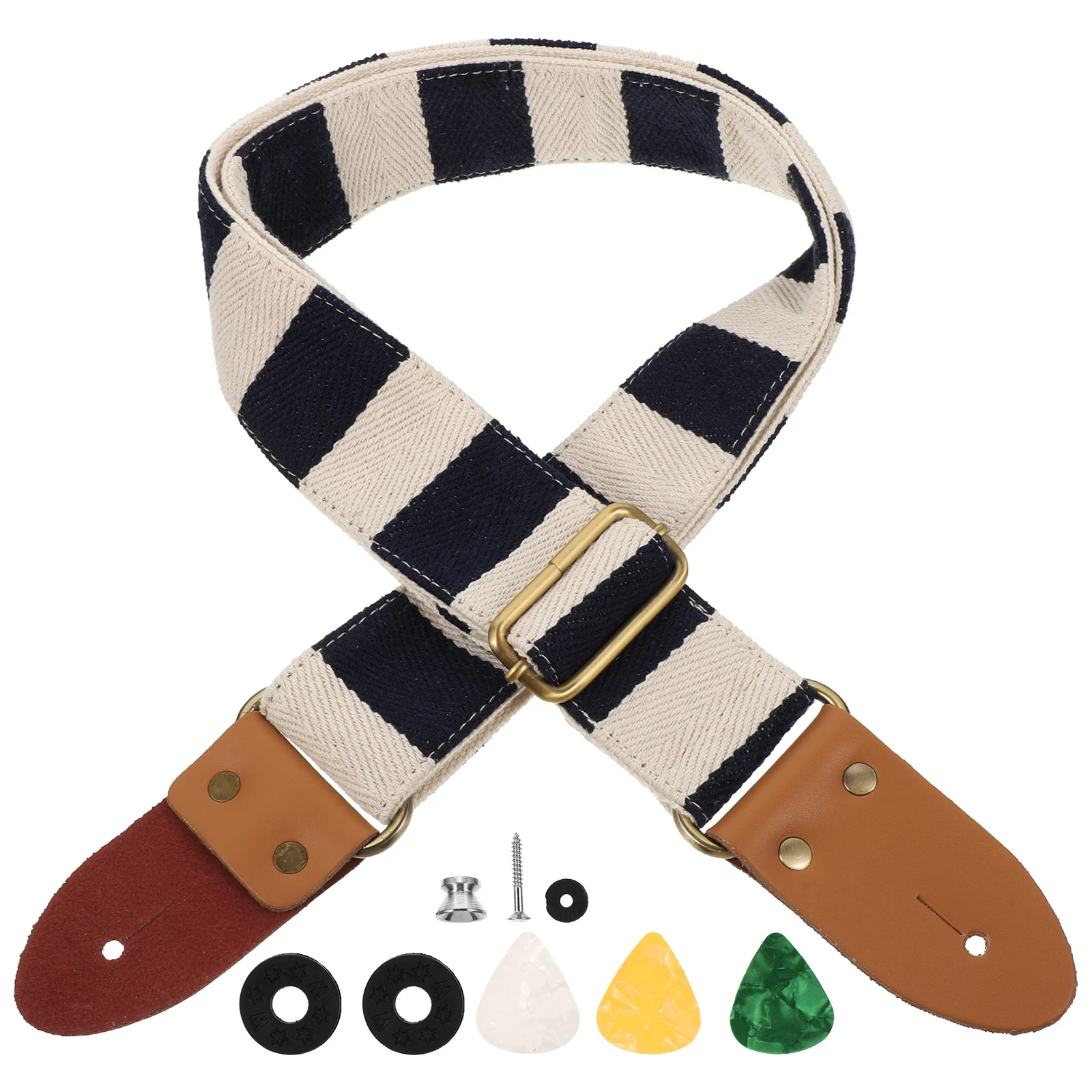

Adjustable Thickened Shoulder Strap Striped Replacement Strong Durable Anti-Stretch Guitar Strap For Bass Performance Printing