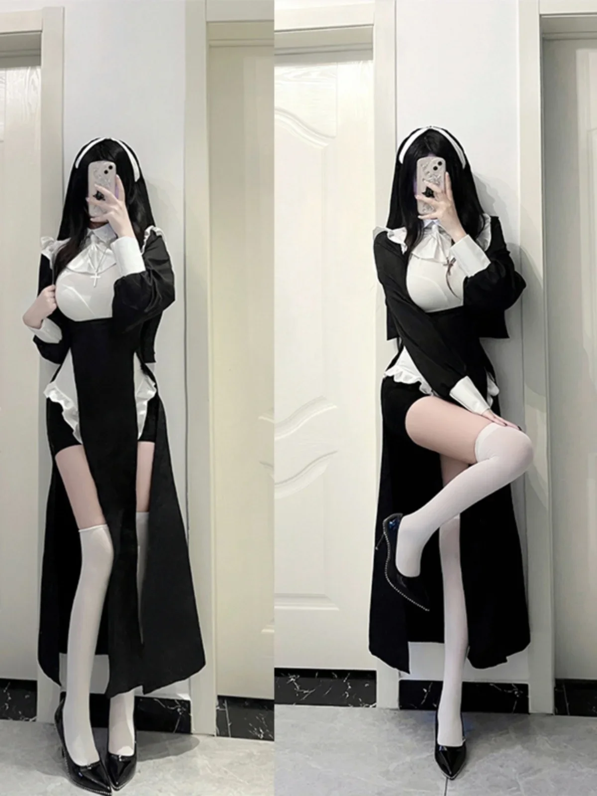 Sexy pure desire 2d nun uniform maid cosplay nurse outfit live streaming host drag cos outfit