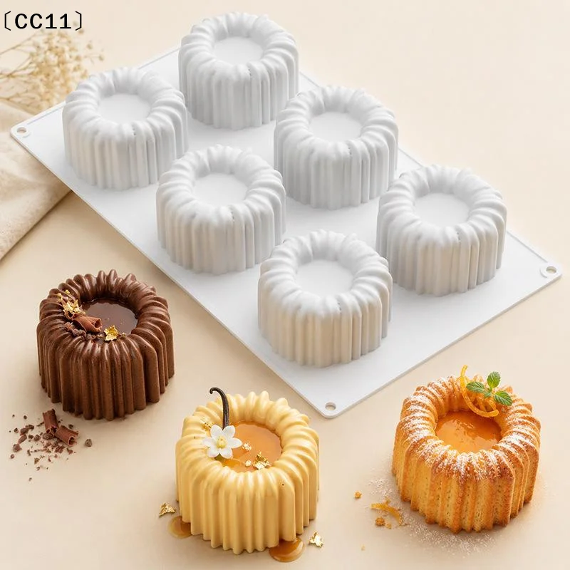 Doughnut-Shaped Mini Cake Pan 6-Cavity Silicone Mold for Pumpkin Cakes Food Grade Non-Stick Jello Chocolate Cookie Tray〔CC11〕