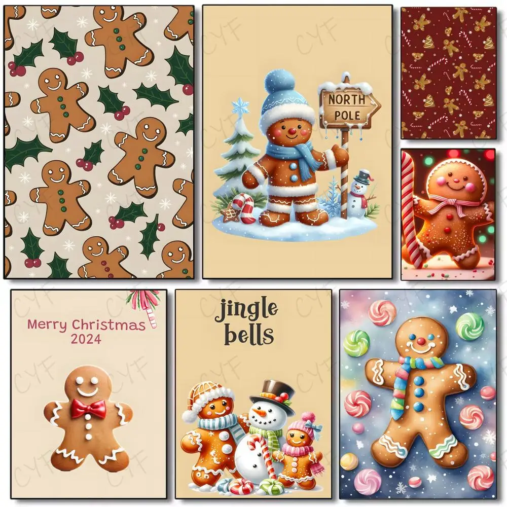 G-Gingerbread man Poster Poster Painting Wall Art Mural for Living Room Home Decor and Gifts