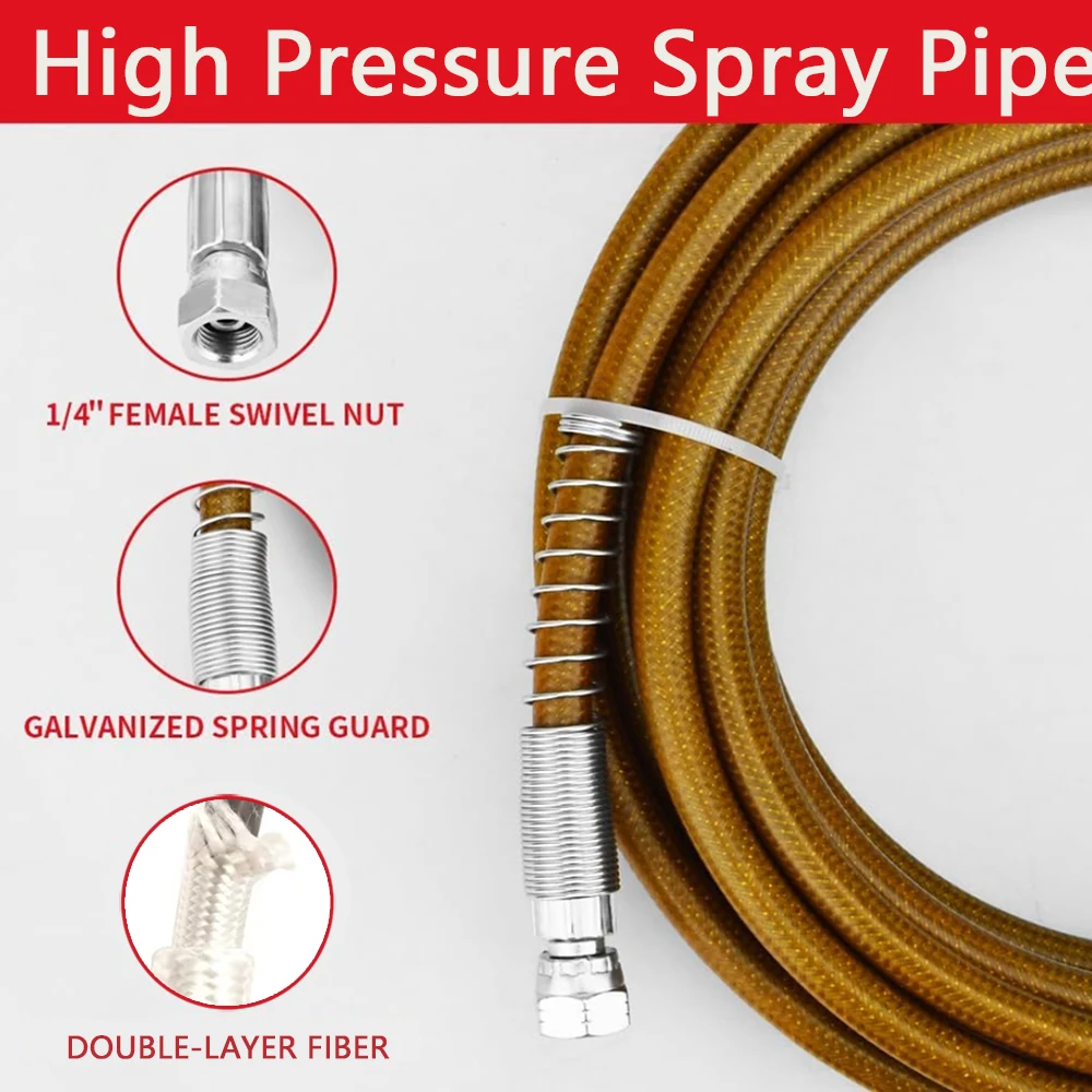 

10-40M Paint Hose High Pressure Hose Fiber Tube 7250PSI 1/4" Airless Sprayer Paint Hose Spray Gun Water Pipe Cleaning Tool