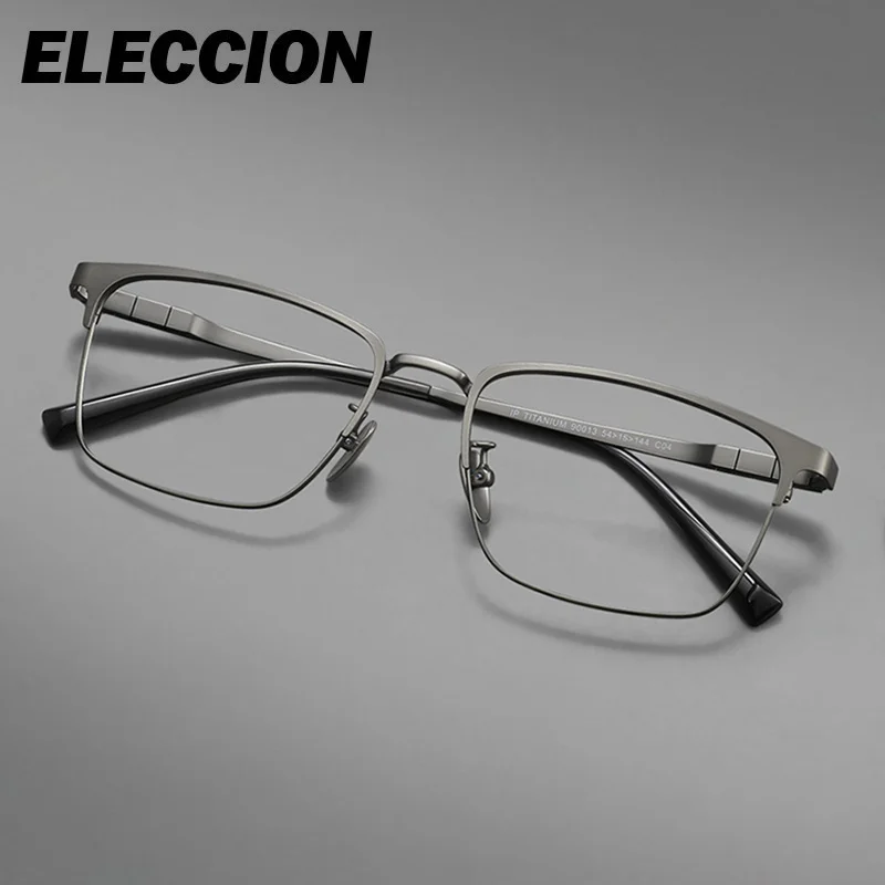 ELECCION Men Optical Eyeglasses Titanium Flexible Gafas Ultra Light Gentlemen Fashion Spectacle for Customize Lenses Male