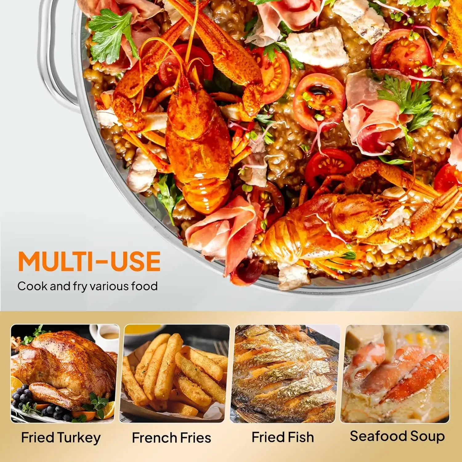 60Qt Turkey Fryer Propane Stove Aluminum Seafood Crawfish Boiler Steamer Deep Fryer Basket Regulator Lifting Hook Outdoor Cookin