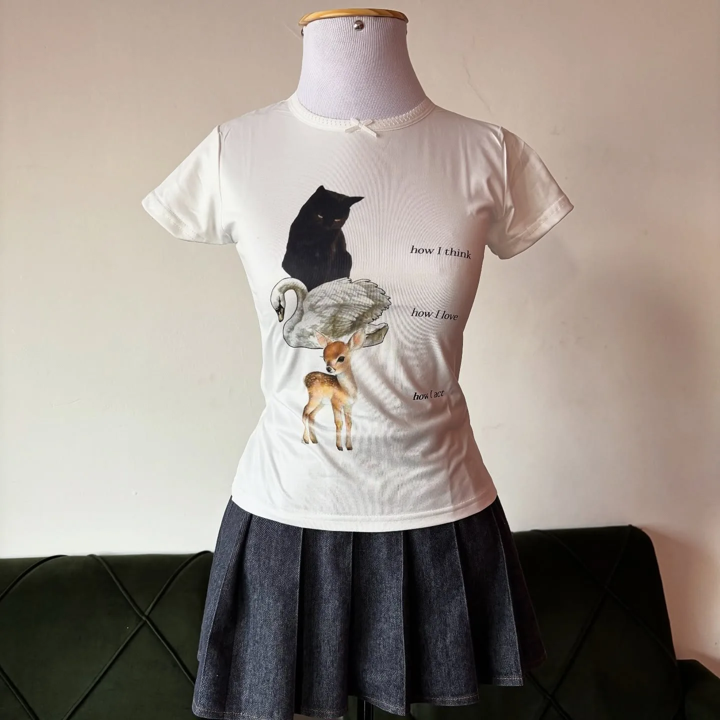 Punk Rock Y2K Aesthetic Gothic Retro Women's Mood Girl Letter Print Top Slim T-Shirt Street Style Casual Retro Clothing