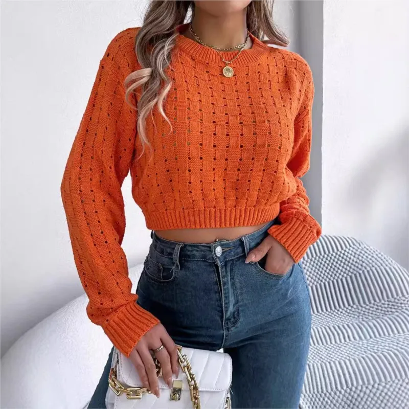 Ladies Knitting Sweater Casual Fried Dough Twists Lantern Sleeve Waist Closing Sweater 2024 Autumn Winter Fashion New Top Ladies